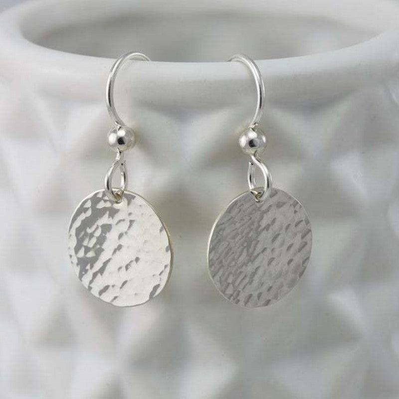 Circular Pattern Earrings Silvery Plated Vintage Ornaments