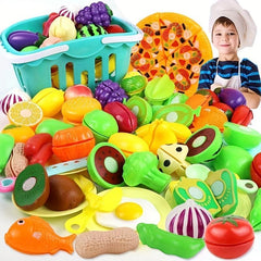 Kids Cake Fruit Cutting Toy Set with Music