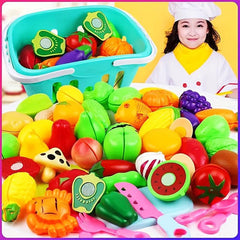 Kids Cake Fruit Cutting Toy Set with Music