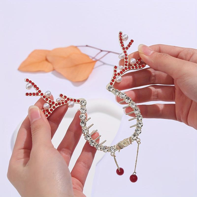 Christmas Deer Horn Ball Head Hair Clasp