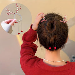 Christmas Deer Horn Ball Head Hair Clasp