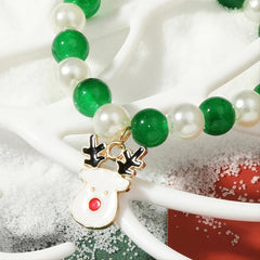 Christmas Bracelet Beaded Elk Tree & Santa Claus