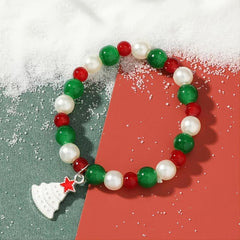 Christmas Bracelet Beaded Elk Tree & Santa Claus
