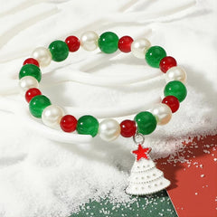 Christmas Bracelet Beaded Elk Tree & Santa Claus