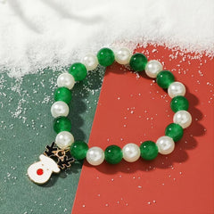 Christmas Bracelet Beaded Elk Tree & Santa Claus