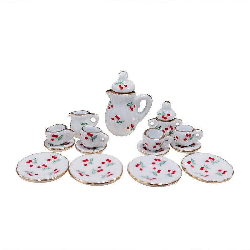 Mini Tea Set Dollhouse Pocket Ceramic Tea Set Play House Toy
