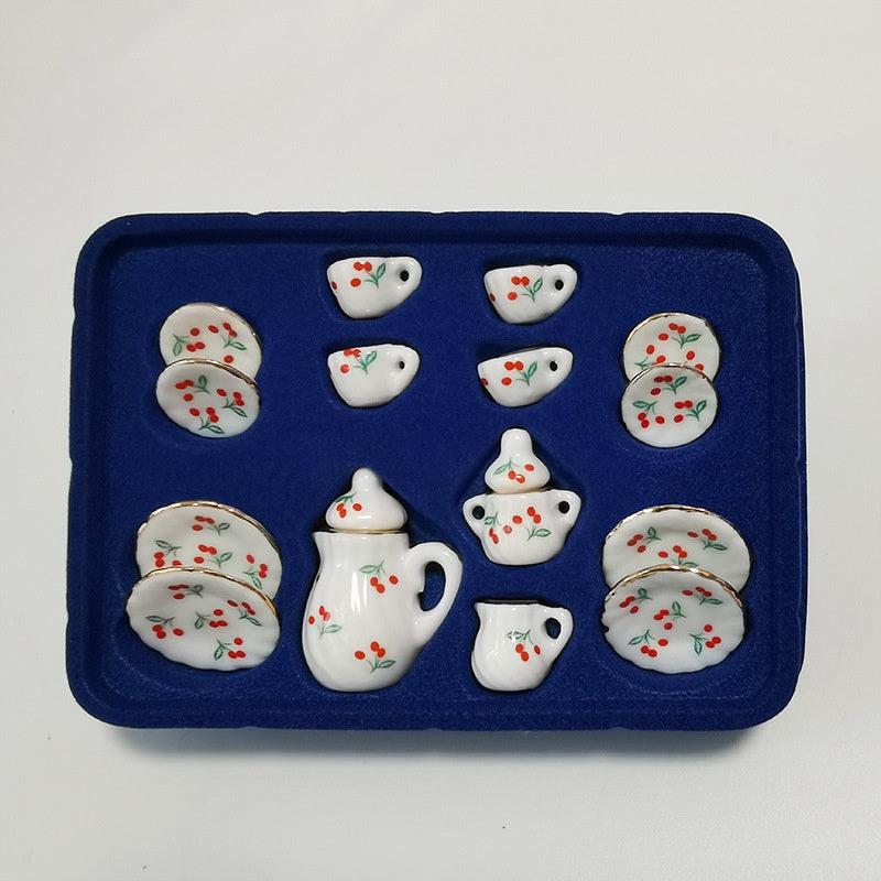Mini Tea Set Dollhouse Pocket Ceramic Tea Set Play House Toy