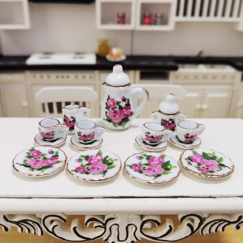 Mini Tea Set Dollhouse Pocket Ceramic Tea Set Play House Toy
