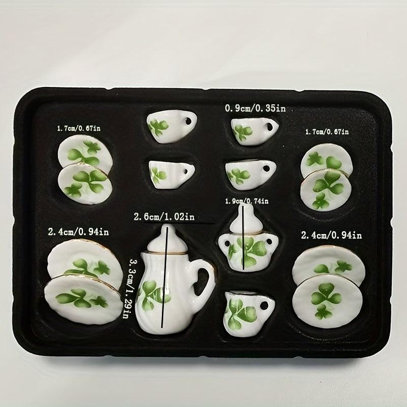 Mini Tea Set Dollhouse Pocket Ceramic Tea Set Play House Toy