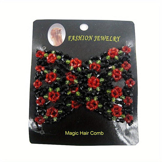 Beaded Magic Hair Comb for Styling & Flared Flower Hair Comb