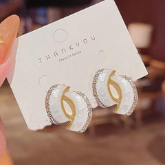 French Style Retro Earrings with Artificial Diamonds