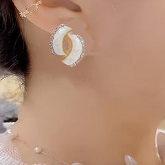 French Style Retro Earrings with Artificial Diamonds