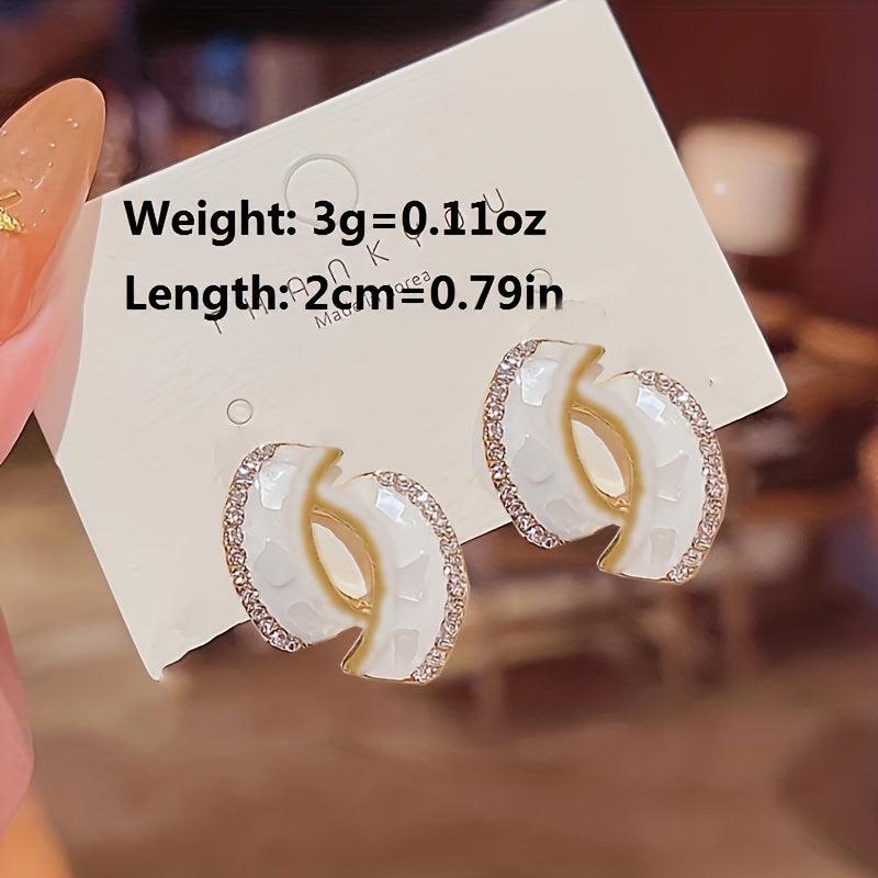 French Style Retro Earrings with Artificial Diamonds