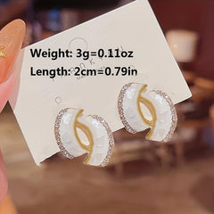 French Style Retro Earrings with Artificial Diamonds