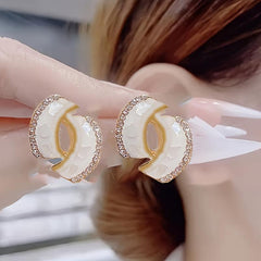 French Style Retro Earrings with Artificial Diamonds