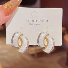 French Style Retro Earrings with Artificial Diamonds