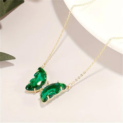 Crystal Clear Butterfly Pendant Necklace Clavicle Chain Women