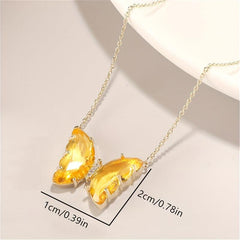Crystal Clear Butterfly Pendant Necklace Clavicle Chain Women