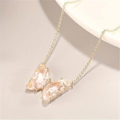 Crystal Clear Butterfly Pendant Necklace Clavicle Chain Women