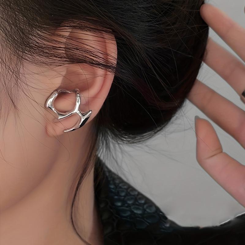 Unique Silver Abstract Earrings Stand Out With Irregular Sense Jewelry
