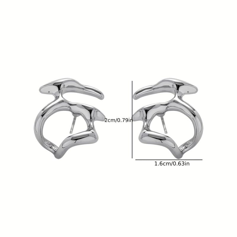 Unique Silver Abstract Earrings Stand Out With Irregular Sense Jewelry