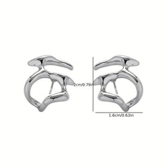 Unique Silver Abstract Earrings Stand Out With Irregular Sense Jewelry