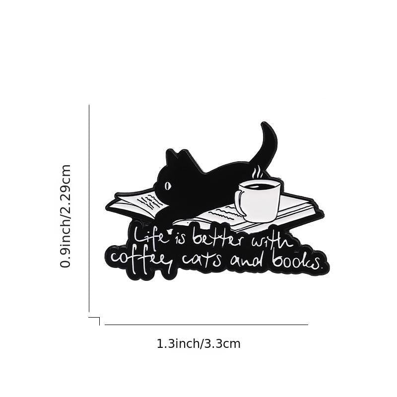 Cartoon Coffee Cat Brooch Alloy Accessory