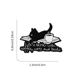 Cartoon Coffee Cat Brooch Alloy Accessory