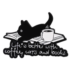Cartoon Coffee Cat Brooch Alloy Accessory
