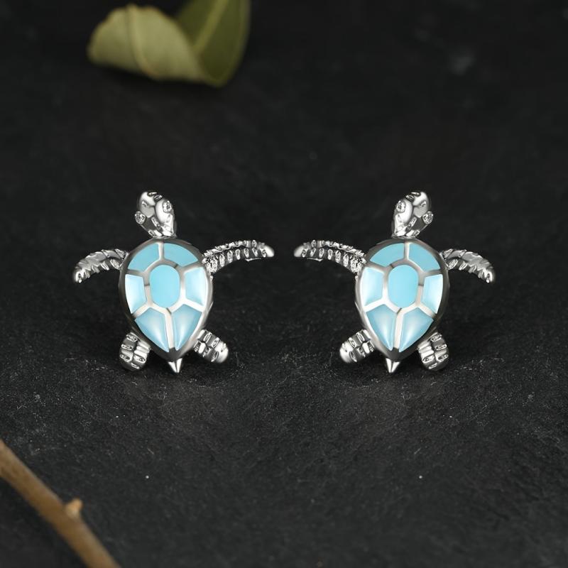 Sea Turtle Earrings with Opal Stone - Ideal Women's Gift