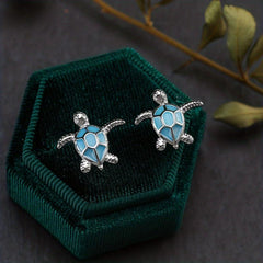Sea Turtle Earrings with Opal Stone - Ideal Women's Gift