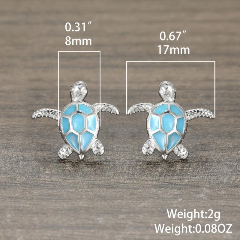 Sea Turtle Earrings with Opal Stone - Ideal Women's Gift