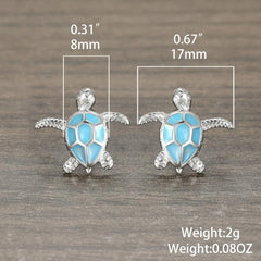 Sea Turtle Earrings with Opal Stone - Ideal Women's Gift