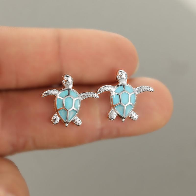 Sea Turtle Earrings with Opal Stone - Ideal Women's Gift