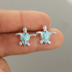 Sea Turtle Earrings with Opal Stone - Ideal Women's Gift