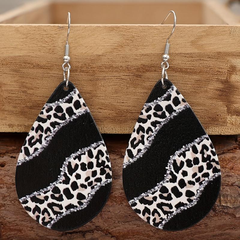 Leopard Water Drop Dangle Earrings Women Accessories