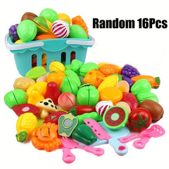 16pcs DIY Plastic Food Cutting Toy Set for Kids Play House Kitchen Toys