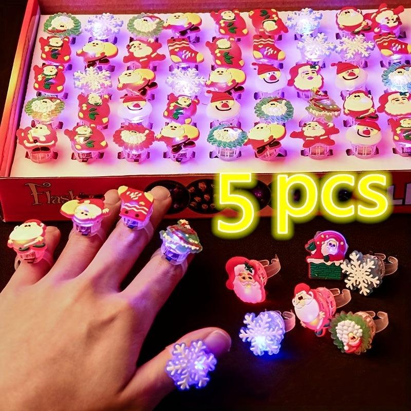 5pcs Luminous Ring Kids Toy LED Flash Finger Light Christmas Gift