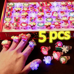 5pcs Luminous Ring Kids Toy LED Flash Finger Light Christmas Gift