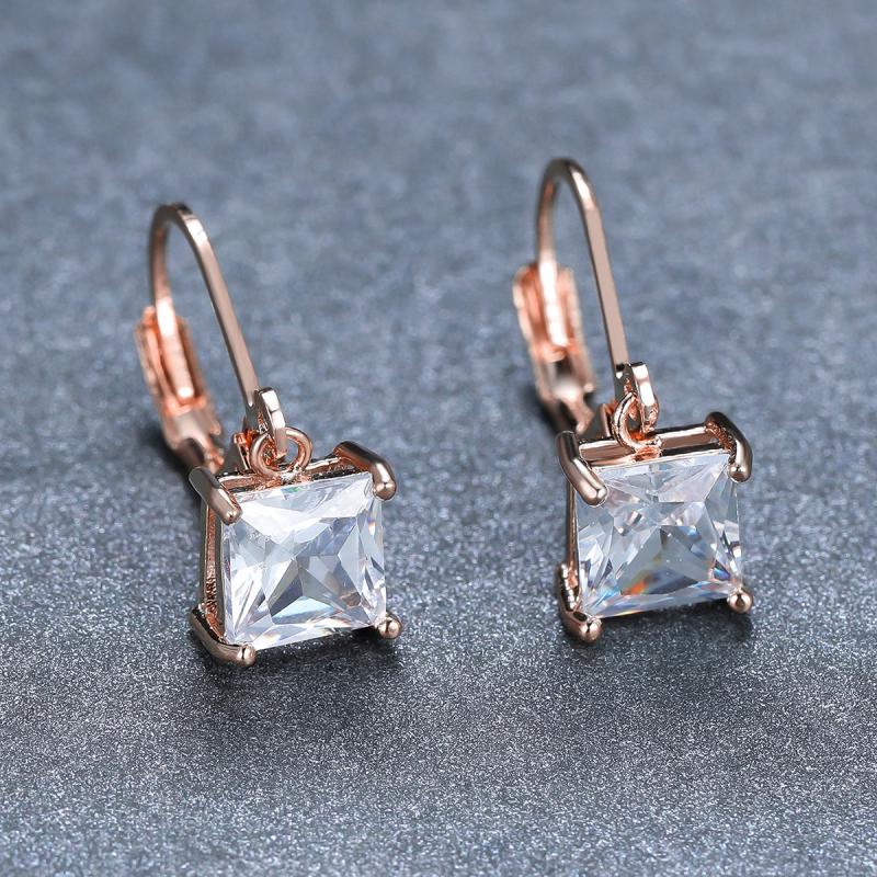 Zircon Geometric Square Earrings Party Christmas Gift Women
