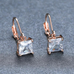 Zircon Geometric Square Earrings Party Christmas Gift Women