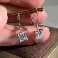 Zircon Geometric Square Earrings Party Christmas Gift Women