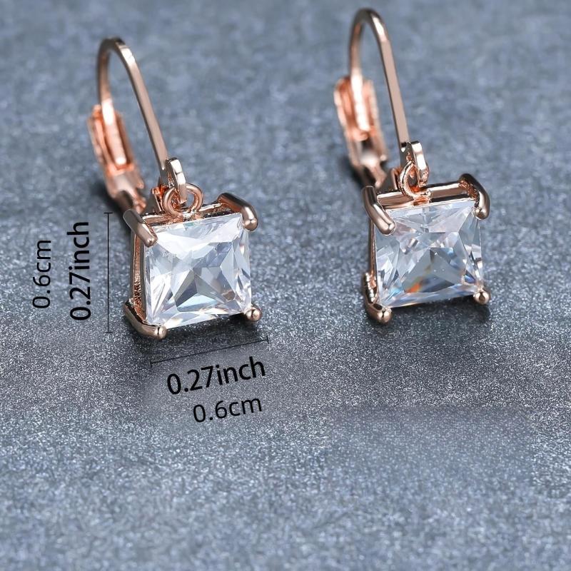 Zircon Geometric Square Earrings Party Christmas Gift Women