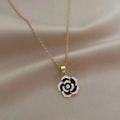 Camellia Earrings Necklace Flower Collarbone Chain