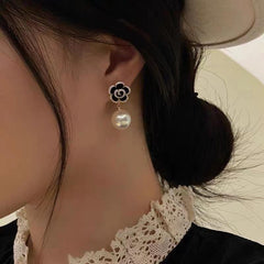 Camellia Earrings Necklace Flower Collarbone Chain