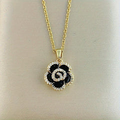 Camellia Earrings Necklace Flower Collarbone Chain