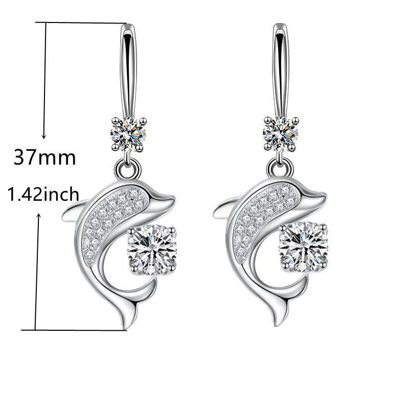 Dolphin Drop Earrings with Round Stones for Every Occasion