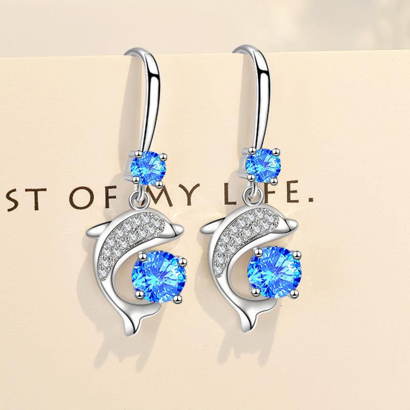 Dolphin Drop Earrings with Round Stones for Every Occasion