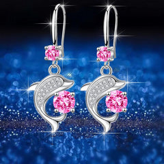 Dolphin Drop Earrings with Round Stones for Every Occasion
