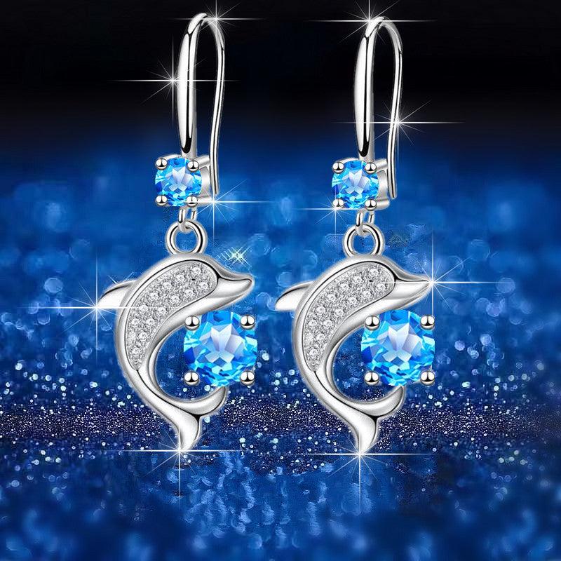 Dolphin Drop Earrings with Round Stones for Every Occasion